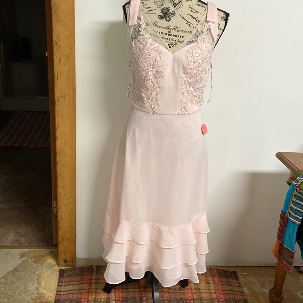 Chi Chi London Soft Pink Ruffle Dress